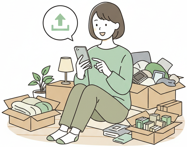 スマホで見積もり依頼するイラスト